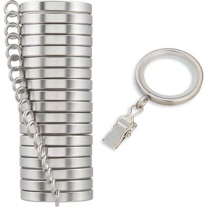 Cambria Designer Series Premium Easy Glide 18 Count Small Curtain Rings Metal With Nylon Inserts And Clips 1 Inch Inner Diameter Ideal For Rods 5/8 Inch Or Smaller Brushed Nickel Finish Perfect For Lightweight Curtains In Living Rooms Bedrooms And Dining Areas Smooth Operation And Durable Construction For Everyday Use