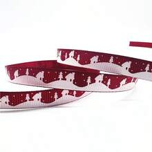 5yards 10mm Christmas Ribbon Printed Christmas Polyester Ribbon For Handmade Design Christmas Decoration Gift Packing