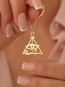 1 件 18K 镀金不锈钢太阳神之眼项链、太阳神之眼项链、荷鲁斯之眼项链、荷鲁斯之眼、埃及护身符项链、埃及符号吊坠、圣诞礼物、送给妈妈的礼物 - 金色 - 查看 9