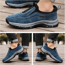 Zapatos ortopédicos Impermeables y Transpirables para Hombre: Zapatillas de Senderismo cómodas y sin Cordones para Exteriores, con Soporte para el Arco, Antideslizantes y Ligeras - Azul - Ver 8