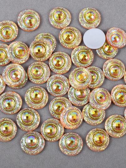 50 piezas/paquete, Rhinestones de resina redondos de 14 mm, Rhinestones de resina coloreados y con efecto AB, Rhinestones de resina de fondo plano para decoración DIY en ropa, bolsos, zapatos y manualidades