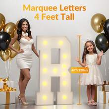 4FT Marquee Light Up Letters, Large Light Up Letters For Party Decoration, Marquee Letter For Birthday Graduation Baby Shower Wedding, Pre-Cut Foam Board Assembly Required Letter &-Z - O màu vàng - Xem 5