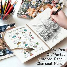 1 件，A5，80 页，动物森林速写本，兔子，松鼠，狐狸，猫头鹰，绷带悬挂，空白图片笔记本，便携式旅行速写本，DIY 日记本，空白笔记本，非常适合书写，非常适合彩色铅笔、油画颜料、马克笔和完美的礼物，圣诞礼物 - A5 - 查看 6