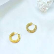 Huggie Hoop Earrings Women 18 K Gold Hoop Earrings Twisted Rope Round Hoop Earring Simple Minimalist Jewelry - 1 - Xem 5