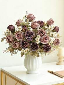 1/80 pezzi profumo di rose artificiali da 31 cm, palline ricamate, peonie e fiori misti, profumo da sposa, decorazione per matrimoni, materiali per corone fai-da-te, decorazioni per feste di compleanno, casa, sala da pranzo, soggiorno, vasi, giardino esterno, decorazioni primaverili per la casa, regali di compleanno, regali di San Valentino - Viola - Visualizzare 1