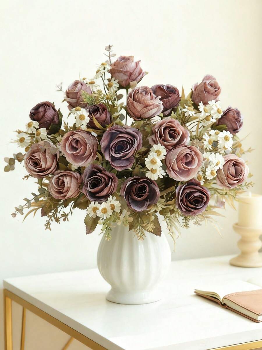 1/80 pezzi profumo di rose artificiali da 31 cm, palline ricamate, peonie e fiori misti, profumo da sposa, decorazione per matrimoni, materiali per corone fai-da-te, decorazioni per feste di compleanno, casa, sala da pranzo, soggiorno, vasi, giardino esterno, decorazioni primaverili per la casa, regali di compleanno, regali di San Valentino - Viola - Visualizzare 1