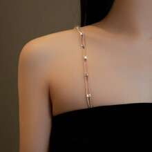 1 Pair Ladies Crystal Embellished Bra Straps Metal Adjustable Back Bra Shoulder Straps