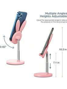 1Pc Cute And Cute Rabbit Shaped Extendable Phone Holder, A Must-Have For Teenage Fans! Household Items - Pink - View 5
