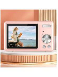 4K 50MP Vlog Camera With 16X Optical Zoom, Auto Focus, Image Stabilization, Suitable For Teenagers, Adults & Beginners, Portable Compact Digital Camera, Home Photography, Gift Card Reader (Pink) - Q12 Pink-sticker + Card Reader - View 3