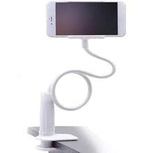 Long Arm Gooseneck Clip On Phone Stand Holder Universal Bracket Mount Clamp Fits All Phones Tablets For Versatile Use - White - View 1