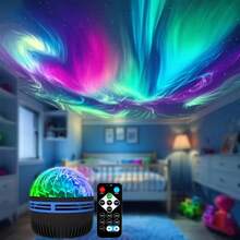 1pc Northern Light Starry Sky Atmosphere Lamp With Multi-Color LED Projection Night Light For Home Decoration, Bedroom, Living Room - Includes Remote Control, Gift For Valentine'S Day, Birthdays And Various Festivals