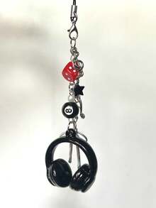 1个原装黑色8音符耳机挂绳，多功能CCD挂件钥匙扣，学生背包挂件 - 彩色 - 查看 3