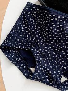 3 件装棉质雪花印花女士内裤，柔软舒适，加大码，无缝 - 藍色 - 查看 3