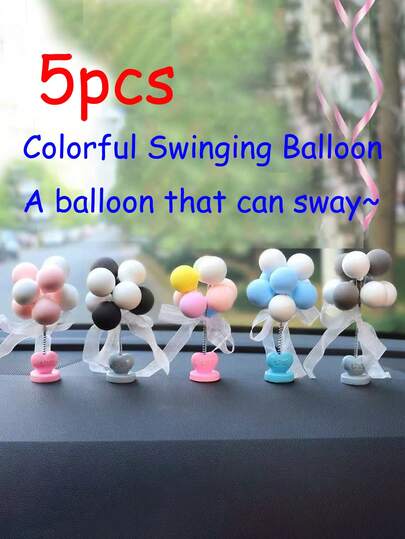 2PCS/3PCS/5PCS Pink Car Dashboard Balloon Decorations, Cute Heart Shaped Spring Decorations And Gauze Ribbons, Colorful Mini Balloon Car Decorations And Gift Interior Accessories, Christmas Gifts, Car Interior Accessories, Fun Gifts, Home Christmas Decorations (Color Random)