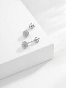 ELSEDES 1 Pair Handmade S925 Sterling Silver Matte Finish Minimalist Stylish Charm Earrings For Women - White Gold - View 5