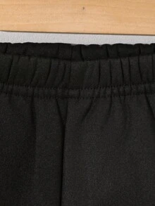 秋冬款小男孩字母印花长袖圆领羊毛卫衣和运动裤休闲套装 - 黃色 - 查看 4