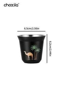 choxila 1 Peça Xícara de Café Isolada de Parede Dupla de Aço Inoxidável de 80ml, Caneca de Café com Padrão de Coqueiro e Camelo, Estilo Árabe Mini Cawa Cup, Xícaras de Espresso, Xícaras de Chá, Xícaras Demitasse, Xícaras de Café Espresso Resistentes ao Calor para Casa, Cafeteria, Loja de Sobremesas, Ideal para Festa, Viagem, Acampamento, Presentes de Ramadã - Xícara - Visão 6