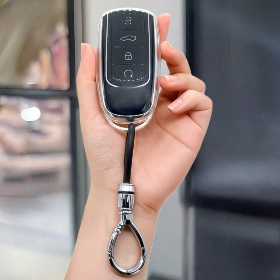 奇瑞Tiggo 8 Pro、8 Plus、New 5 Plus、7 Pro专用TPU材质遥控钥匙保护套，带钥匙扣，防尘防摔，高端时尚钥匙包