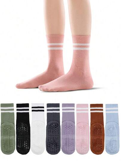2 đôi tất chống trượt/tất yoga | Màu trơn, thoải mái, thoáng khí, thiết kế đế chống trượt, phù hợp cho thể thao, mặc hàng ngày, yoga và các dịp khác.