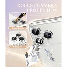 1 Set Camera Lens Protector Film For IPhone 17/16/15/14/13/12/11 Pro Max, [Anti-Drop] [Compatible With Phone Case] [Easy To Install] Camera Screen Protective Film Accessories - Silver - View 4