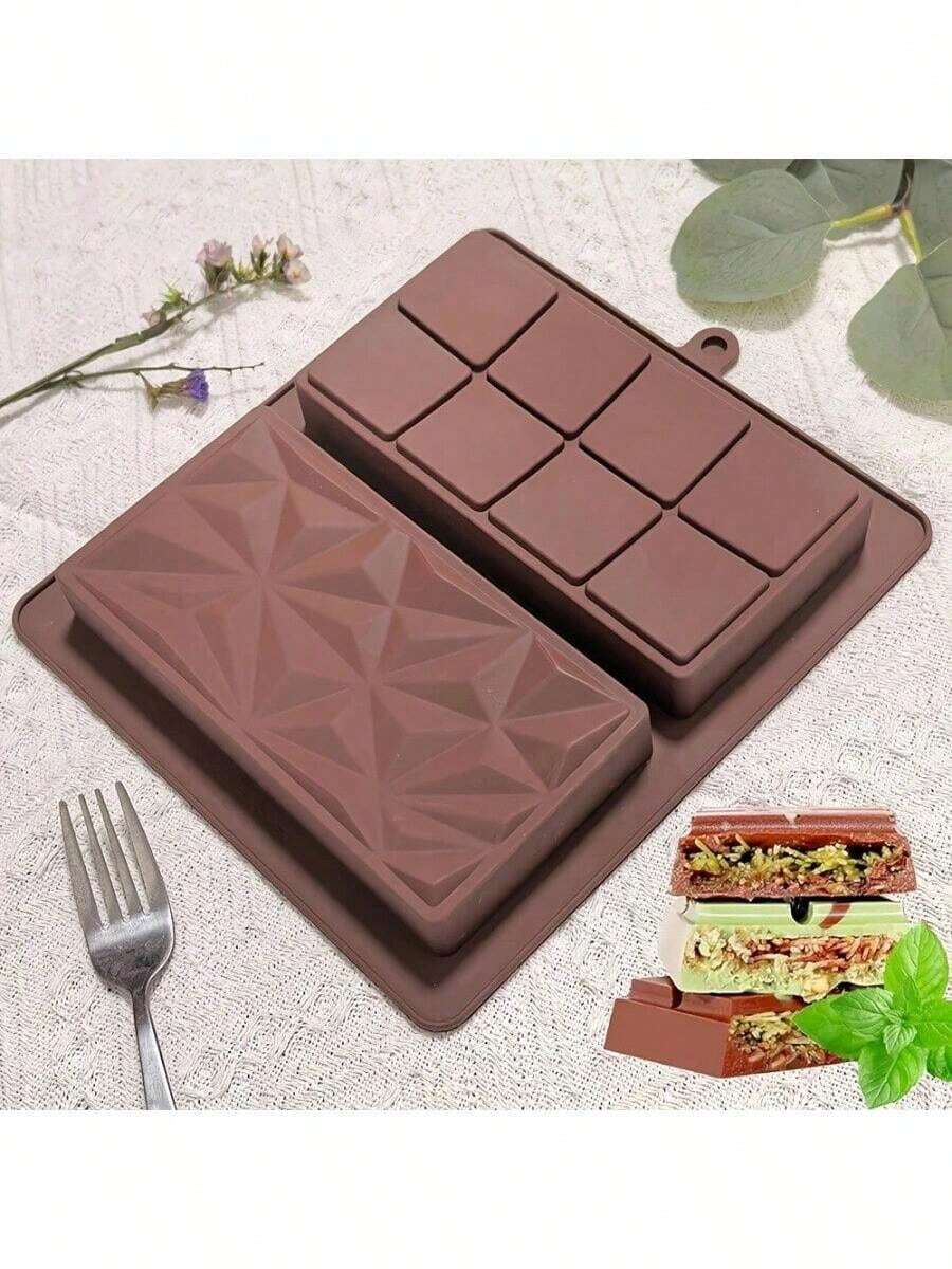1pc Chocolate Silicone Candy Mold Suitable For Homemade Chocolate Bars, Homemade Gifts, Thanksgiving, Christmas, Valentine's Day, Etc., Dessert Making And Easy To Clean Pyramid And Rectangular Shapes, Non-Stick, Flexible,