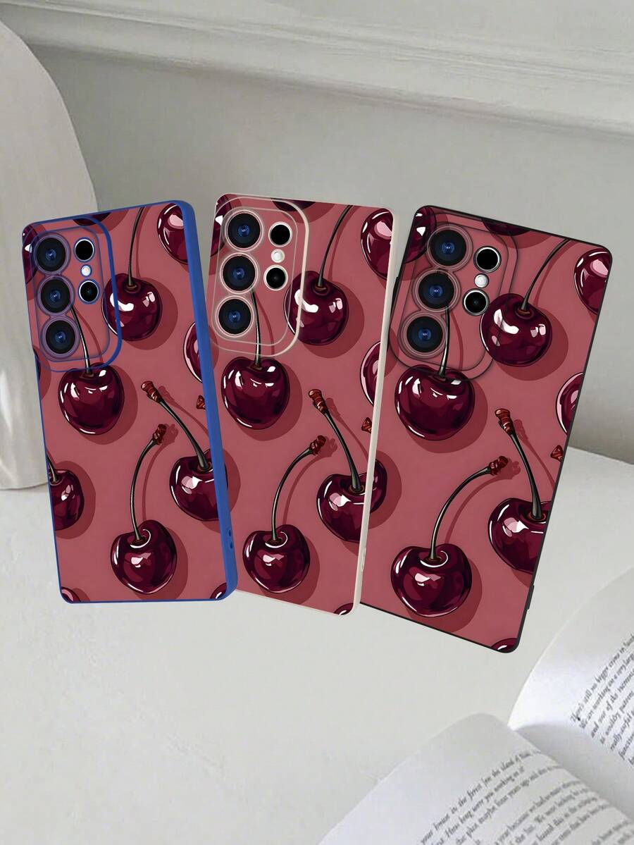 GALLAPLE Cute Cherry-Patterned Phone Case, Stylish And Beautiful Design, Shockproof Back Cover, Perfect For Teens And Young Adults,Compatible With Samsung Galaxy S25Ultra/S25Plus/S25EDGE/S25/S24Ultra/S24/S23Ultra/S23/S22Ultra/S22 Case - 白色 - 查看 1