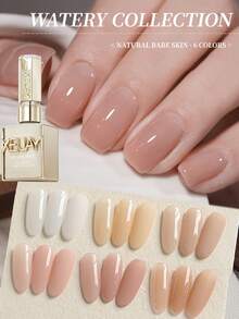 XEIJAYI XEJAYI 6-Color 15ml Ice-Through Nude Gel Nail Polish Set, UV LED Soaking Nail Gel, Semi-Permanent, DIY Salon Quality Nail Art Gel - 彩色 - 查看 2