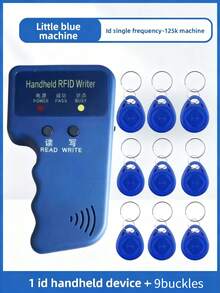 2025新款通用型1-3卡槽125KHz低频手持式ID卡复印机，EM卡RFID智能卡ID卡复印机，简约工业风，蓝色，掌上便携设计，一键复印+防摔外壳，快速读卡+精准复印+兼容多种卡片，适用于门禁卡、考勤卡、电梯卡等智能卡复印。