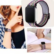 Nylon Twill Elastic Watch Bands Strap Compatible With Apple Watch Series 11/SE 3/Ultra 3/ 49mm 46mm 45mm 44mm 42mm /42mm 41mm 40mm 38mm, Watch Series 10 9 Ultra SE 8 7 6 5 4 3 2 1 For Women Men - Multicolor - View 2