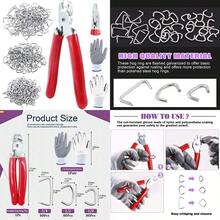 Swpeet - 360 anil de cerdo galvanizados de 3/4 pulgadas 1/2 pulgadas 3/8 pulgadas con alicates de anillo de cerdo recto, kit de instalación profesional de anil de cerdo para tapicería elástica,(Alicates planos para cerdo con 240 anil para cerdo) - Tipo 3 - Ver 1