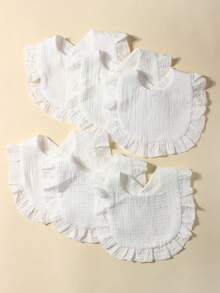 6 pezzi Set di bavaglini e panni assorbenti in cotone mussolina bianco per neonata, bavaglini carini per la bava per uso quotidiano, autunno/inverno