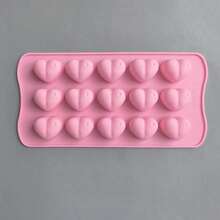 1pc Pink Silicone Ice Cube Tray Mold Transparent Heart-Shaped Ice Cube Tray For Home Kitchen Ice Cube And Chocolate Mold - Pink - View 6