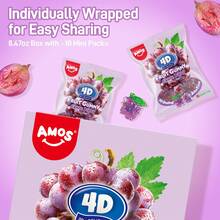 Amos 4D Burst Fruit Gummy Candy, Gluten Free, Assorted Fruit Flavors (Pineapple, Lemon, Peach, Strawberry, Grape), 8.47oz Box - Soft & Chewy, Natural Flavors, Snack Size - Mixed Fruity - 查看 3