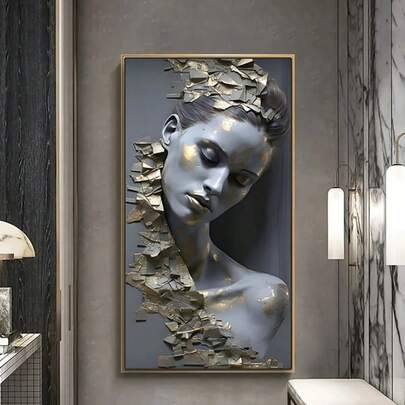 1 Stück abstraktes Frauenporträt Leinwanddruck Poster, hochauflösender Kunstdruck, moderne Wanddekoration für Wohnzimmer Schlafzimmer, ungerahmtes dekoratives Gemälde, ideales Urlaubsgeschenk ohne Rahmen 50x100cm