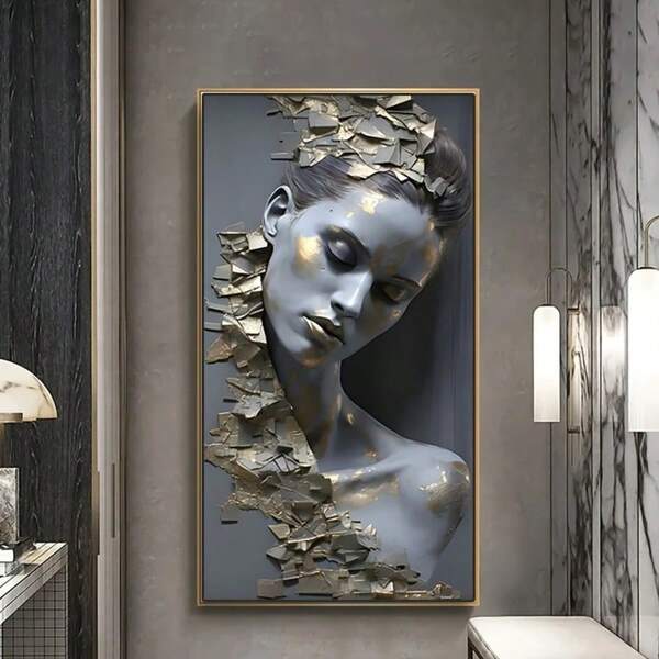 1pc Abstract Female Canvas Print Poster, High-Definition Art Print, Modern Home Decoration Wall Art Picture For Living Room Bedroom, Unframed Decorative Painting, Ideal Holiday Gift No Frame 50x100cm/19.68x39.37inch