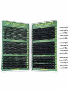 600/570/300/290/270片装个人假睫毛套装，D型卷度10-16mm混合DIY假睫毛套装，自然逼真，柔软顺滑，浓密耐用，包含胶水、封层剂、镊子，适合初学者，日常、派对、音乐节等场合。 - 彩色 - 查看 7