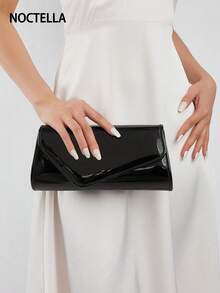 Noctella Minimalist PU Material Small Square Bag, Mature & Elegant Crossbody Bag, Chic Party Clutch Shoulder Bag Suitable For Women's Birthday Party, Evening Events - Black - View 2