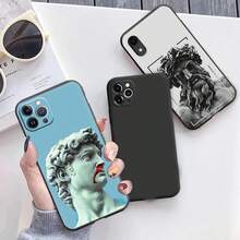 Funda de teléfono de silicona negra con arte de la estatua de David de Medusa de Michelangelo, compatible con iPhone 15 Pro Max, 14, 13, 12, 11, 15 Pro Max Mini, 7, 8 Plus, X, XR, SE, y también con Galaxy S17, S17 Pro y S17 Pro Max - b10 - Ver 6