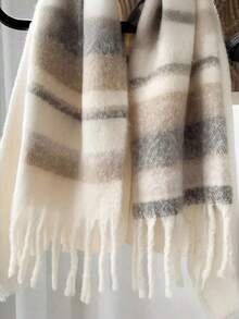 1 件优雅男士针织流苏围巾 - 舒适、防风、保暖，适合秋冬季 | 男女皆宜的理想节日礼物，冬季