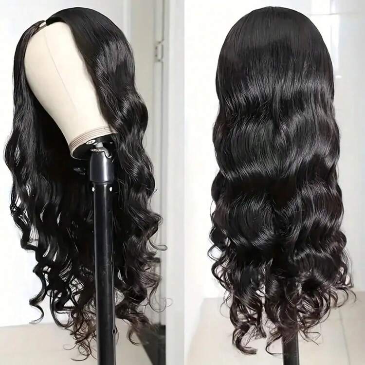 Tyle Women'S V-Part Body Wave Wig - 200% Density Rose Net Cap, Brazilian Human Hair, Easy Install Machine-Made Festive Wig, Multiple Lengths Available, - Upgrade V Part Wigs - Natural Black - 查看 11