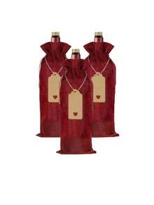 3/6/12pcs Wine Bottle Bags With Drawstrings, Jute Hessian Burlap Wine Gift Bottle Bags, Reusable Fabric Bottle Gift Bags, Reusable Gift Bags And Tags For Birthday Party Wedding Christmas New Year Decor Party Supplies, Christmas Gifts Christmas Decor - Multicolor - View 13