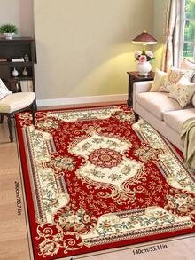 1 قطعة سجادة منطقة ذات تصميم بوهيمي عتيق من الألياف البوليستر، بنمط مستطيل سهل العناية وقابل للغسيل مع ظهر مانع للانزلاق، مناسبة لغرفة المعيشة والممر والجانب السرير وغرفة الجلوس وغرفة النوم والمكتب والمطبخ وديكور المنزل الريفي