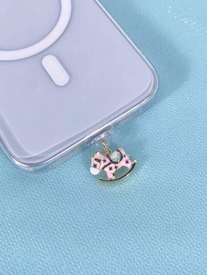 1 pieza Tapón contra el polvo de aleación con diseño de caballo rosa goteando aceite, compatible con puerto de carga tipo C, puerto de carga Lightning y puerto de datos para iPhone, Mi, Oppo, Vivo, iPhone5-17, auriculares