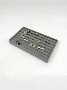 1/9 Pieces Gray Velvet Jewelry Display Tray, Stackable Jewelry Storage Tray, Jewelry Organization Tray, Drawer-Style Jewelry Display Cabinet, Suitable For Earrings, Necklaces, Bracelets, Rings, Multiple Sizes - Multicolor - View 14