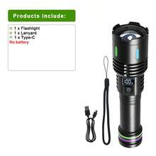 防水户外LED手电筒，三模式远射聚光灯，便携耐用，铝合金材质，可充电，适用于野外探险、登山、夜钓和应急备用。 - 黑 - 查看 11