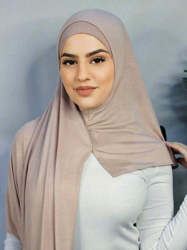 1件装女士纯色便捷头巾，舒适弹力伊斯兰祈祷头巾，速戴头巾，莫代尔头巾，时尚简约垂坠头巾，长款围巾，白色围巾，头巾配饰，休闲百搭，适合日常佩戴，女士连衣裙头巾 - 彩色 - 查看 28