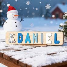 [New Font And New Pattern] Customized Puzzles, Customized Children's Educational Toys With Optional Bottom Plate Patterns, Support Customization Of 3-10 Letters And 1 Pattern, Suitable Birth Gifts, Christmas Gifts(With Stand)