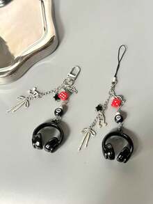 1个原装黑色8音符耳机挂绳，多功能CCD挂件钥匙扣，学生背包挂件 - 彩色 - 查看 5