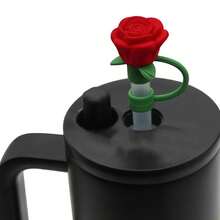 10mm Cute Flower Silicone Straw Cap, Dust-Proof Rose Straw Sleeve, Cartoon Water Bottle Straw Accessories, Valentine's Day Gift - Multicolor - View 13