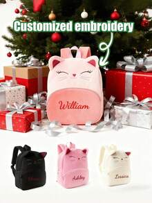 Personalized Embroidered Names New Fresh And Simple Backpack, Student New Backpack, Modern Minimalist Checkered Backpack, Travel Storage Bag - Multicolor - View 2